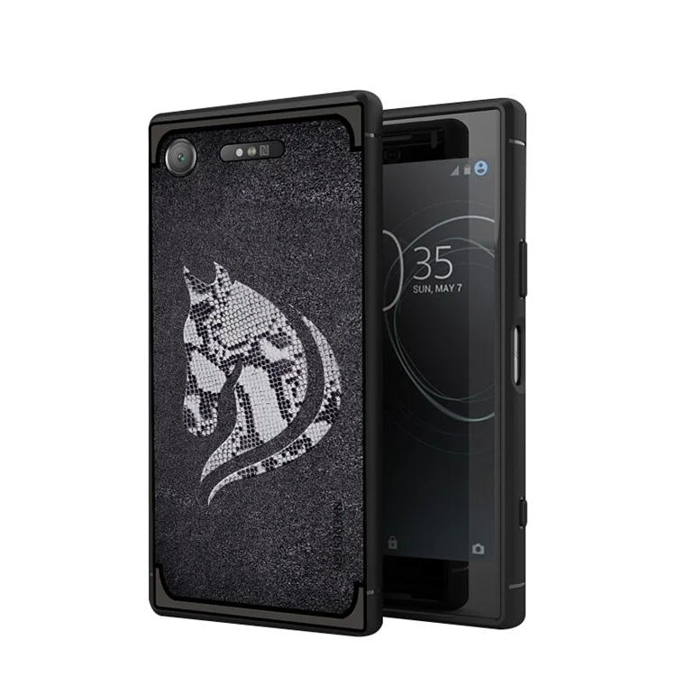 10Pcs/Set NXE Snake Textured Horse Pattern TPU Back Case for 	Sony Xperia XZ1 Compact - Black
