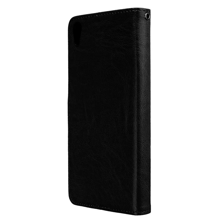 Crazy Horse Wallet Leather Stand Case for Sony Xperia XA1 Ultra - Black