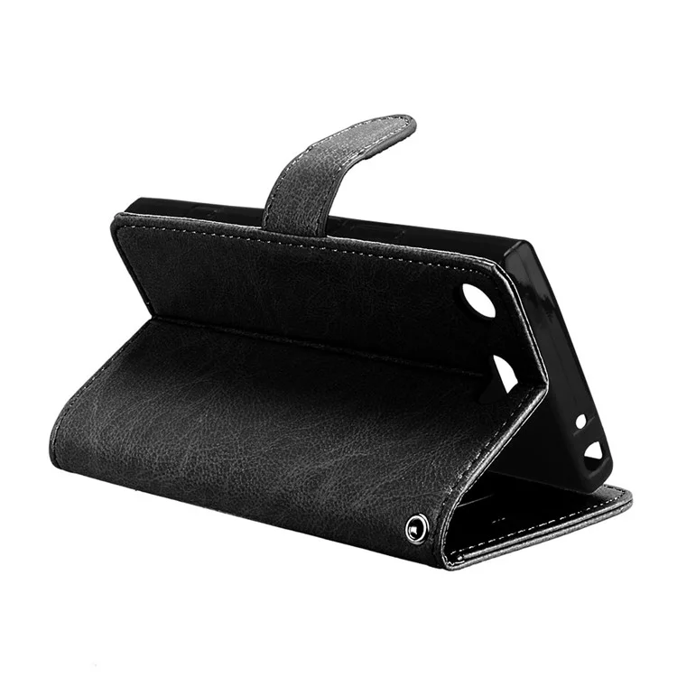 Crazy Horse Wallet Leather Stand Case for Sony Xperia XZ1 Compact - Black