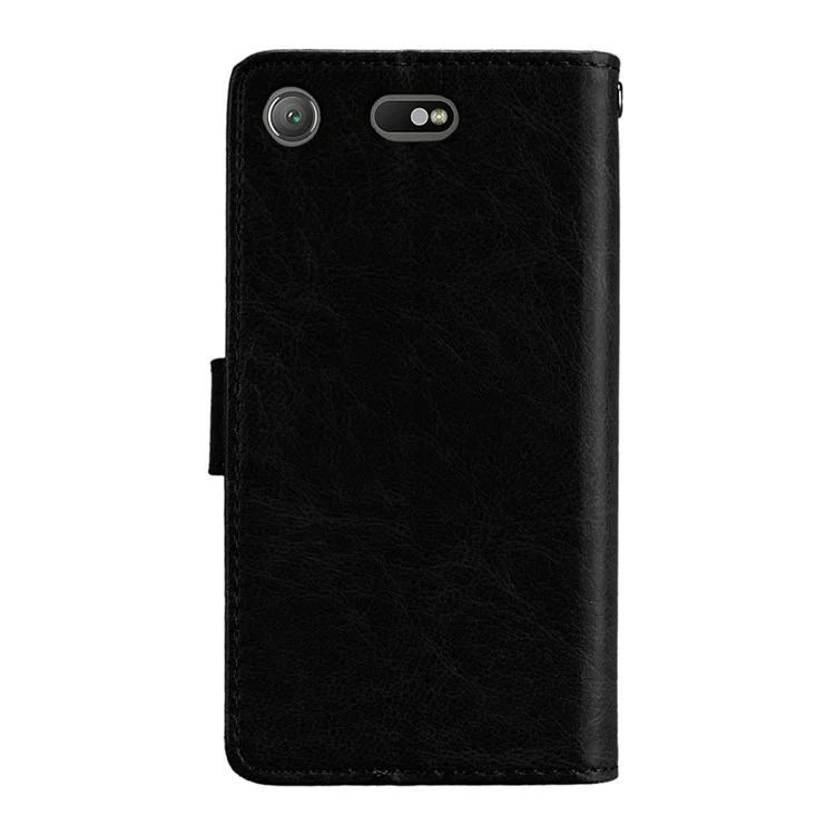 Crazy Horse Wallet Leather Stand Case for Sony Xperia XZ1 Compact - Black