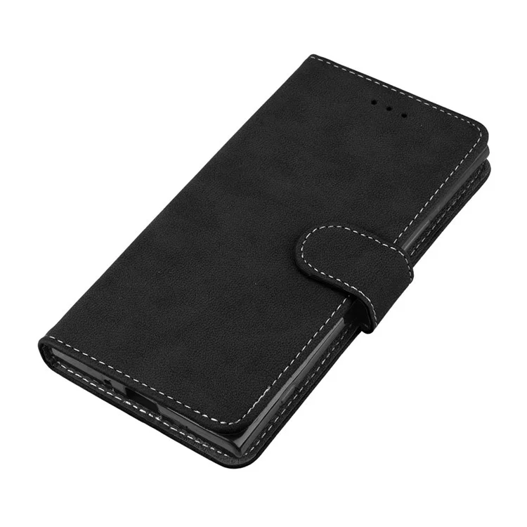 Matte Surface PU Leather 3 Card Slots Wallet Stand Mobile Phone Cover for Sony Xperia XZ Premium - Black