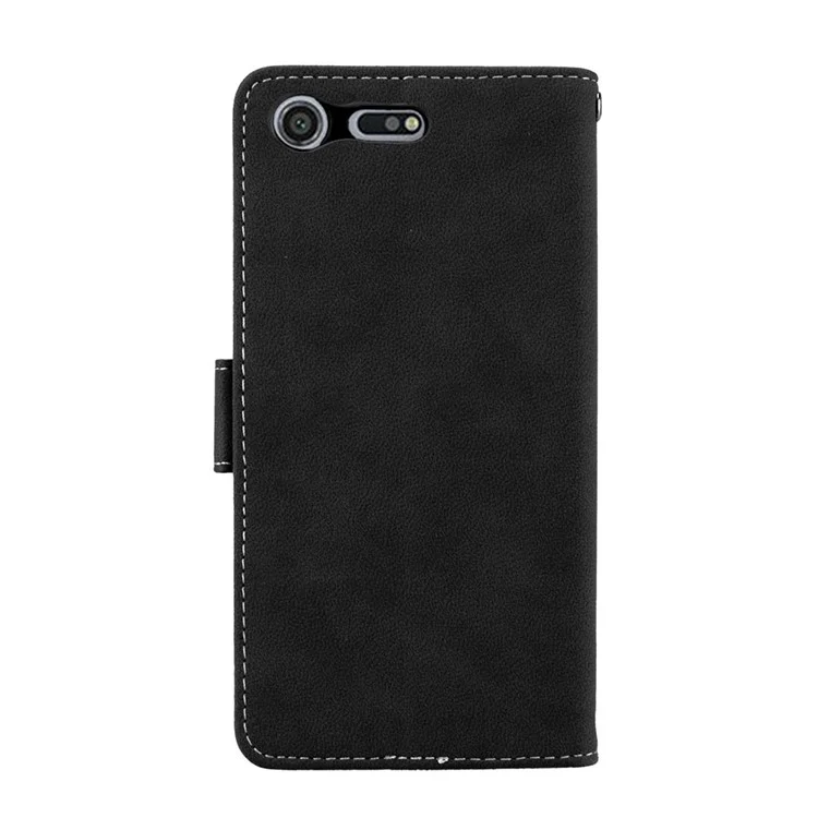 Matte Surface PU Leather 3 Card Slots Wallet Stand Mobile Phone Cover for Sony Xperia XZ Premium - Black
