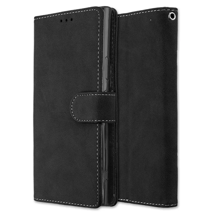 Matte Surface PU Leather 3 Card Slots Wallet Stand Mobile Phone Case for Sony Xperia XA1 Ultra - Black