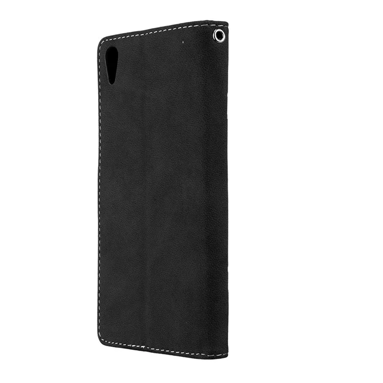 Matte Surface PU Leather 3 Card Slots Wallet Stand Mobile Phone Case for Sony Xperia XA1 Ultra - Black