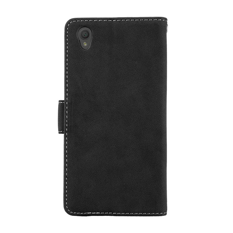 Matte Surface Wallet Leather Stand Case for Sony Xperia L1 - Black