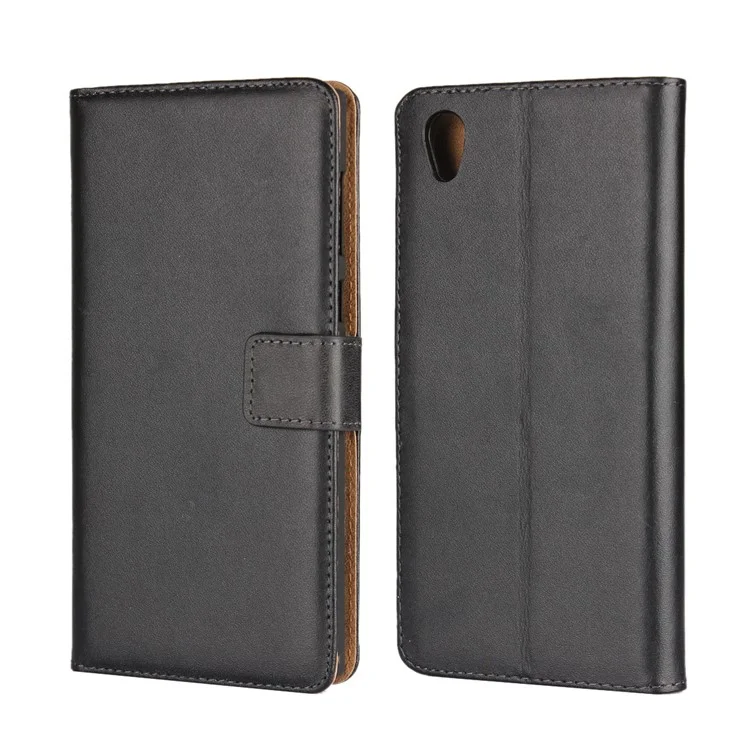 Split Leather Wallet Stand Case for Sony Xperia L1 - Black