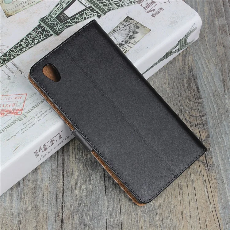 Split Leather Wallet Stand Case for Sony Xperia L1 - Black