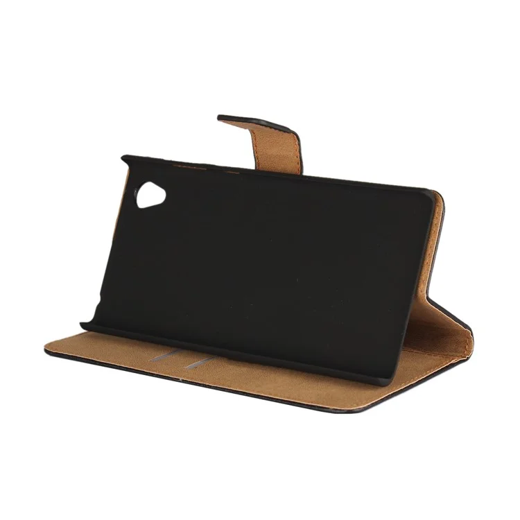 Split Leather Wallet Stand Case for Sony Xperia L1 - Black