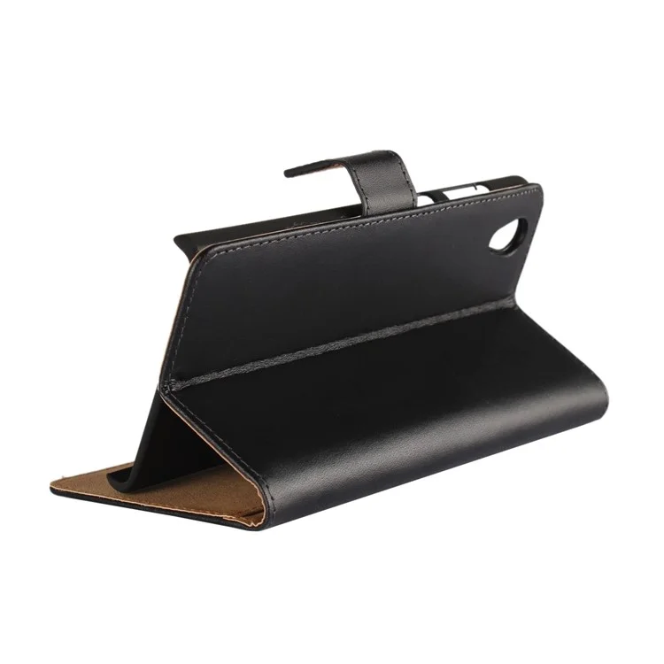 Split Leather Wallet Stand Case for Sony Xperia L1 - Black