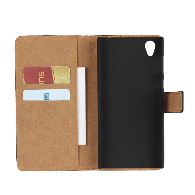 Split Leather Wallet Stand Case for Sony Xperia L1 - Black