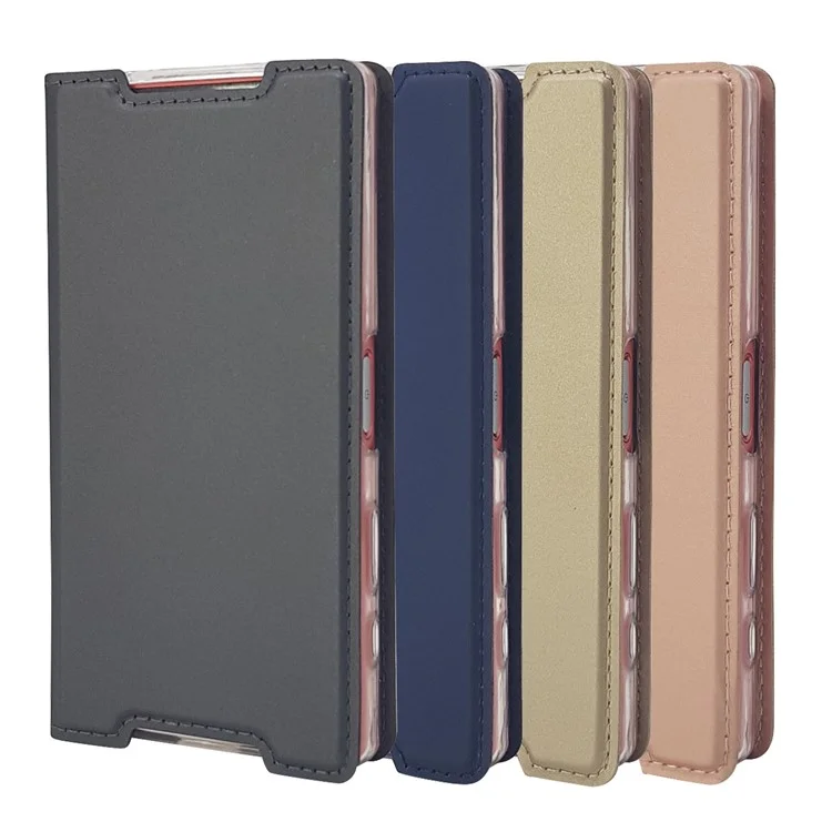 Magnetic Attraction Card Holder PU Leather Case for Sony Xperia Z5 Compact - Black