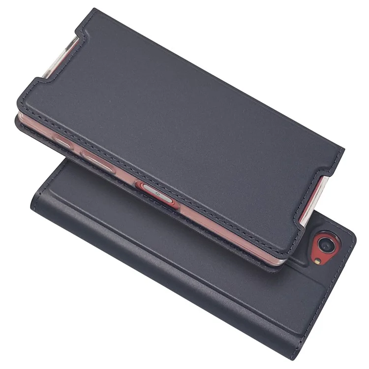 Magnetic Attraction Card Holder PU Leather Case for Sony Xperia Z5 Compact - Black