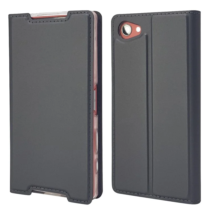Magnetic Attraction Card Holder PU Leather Case for Sony Xperia Z5 Compact - Black