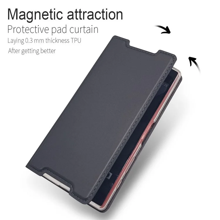 Magnetic Attraction Card Holder PU Leather Case for Sony Xperia Z5 Compact - Black