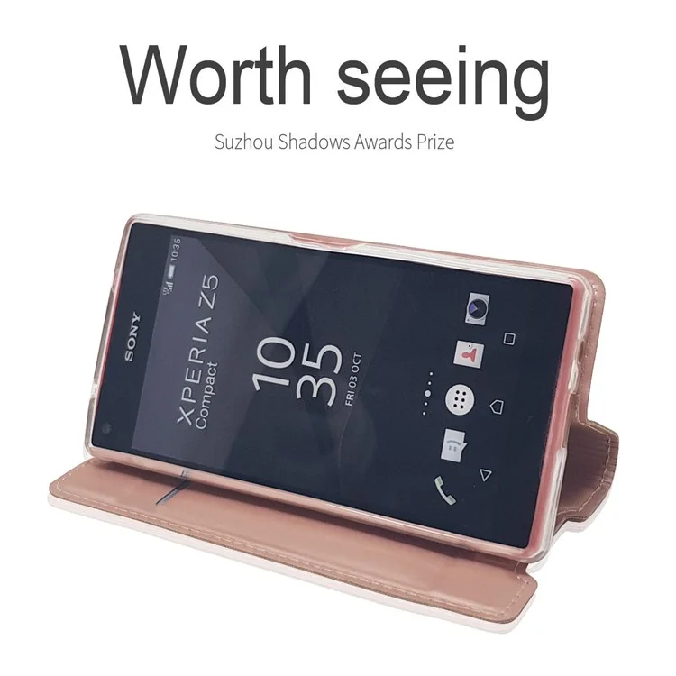 Magnetic Attraction Card Holder PU Leather Case for Sony Xperia Z5 Compact - Black