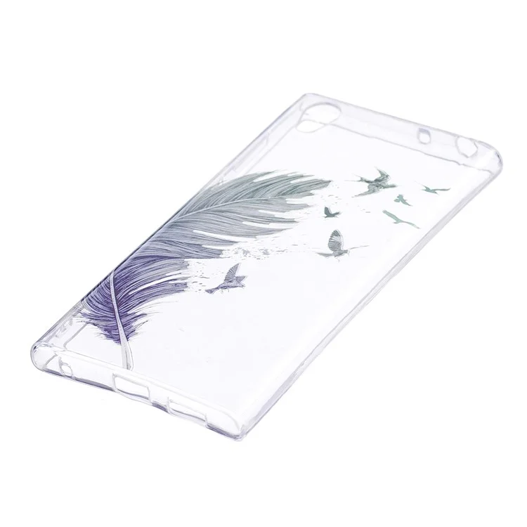 Pattern Printing IMD TPU Mobile Phone Case for Sony Xperia L1 - Feather Pattern