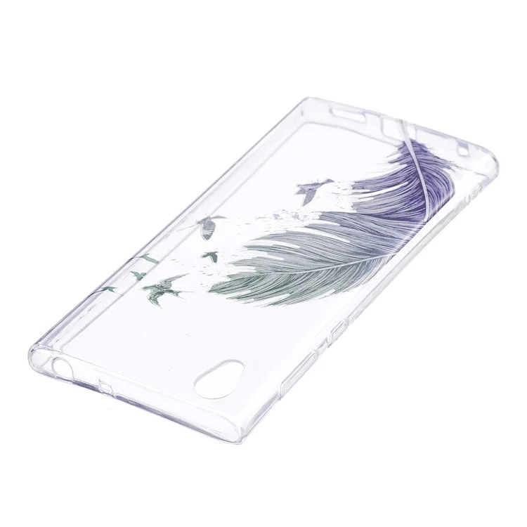 Pattern Printing IMD TPU Mobile Phone Case for Sony Xperia L1 - Feather Pattern