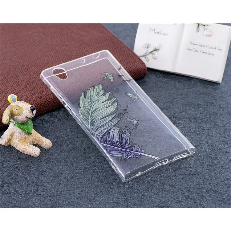 Pattern Printing IMD TPU Mobile Phone Case for Sony Xperia L1 - Feather Pattern