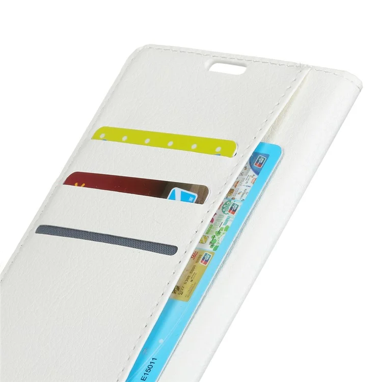 Litchi Skin PU Leather Wallet Stand Phone Case for Sony Xperia L2 - White