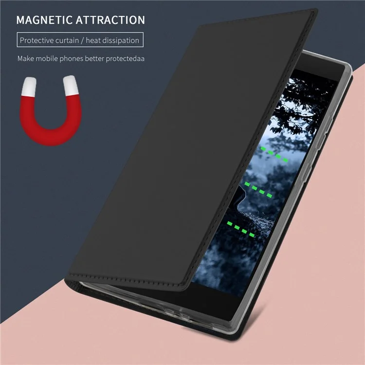 Magnetic Stand Leather Mobile Case with Card Slot for Sony Xperia L2 - Black
