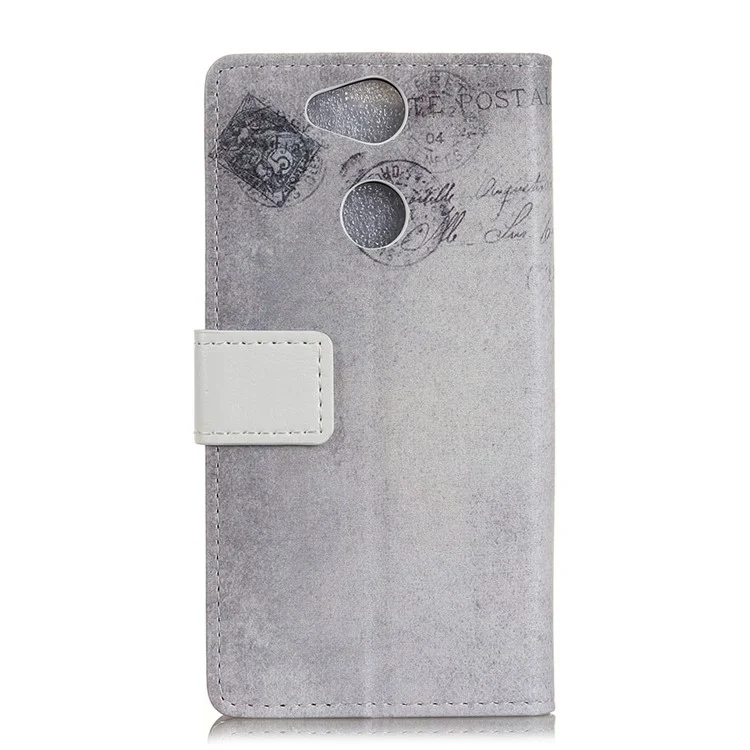 Pattern Printing Wallet Stand Leather Cover for Sony Xperia XA2 - American Flag and Cat Holding Heart