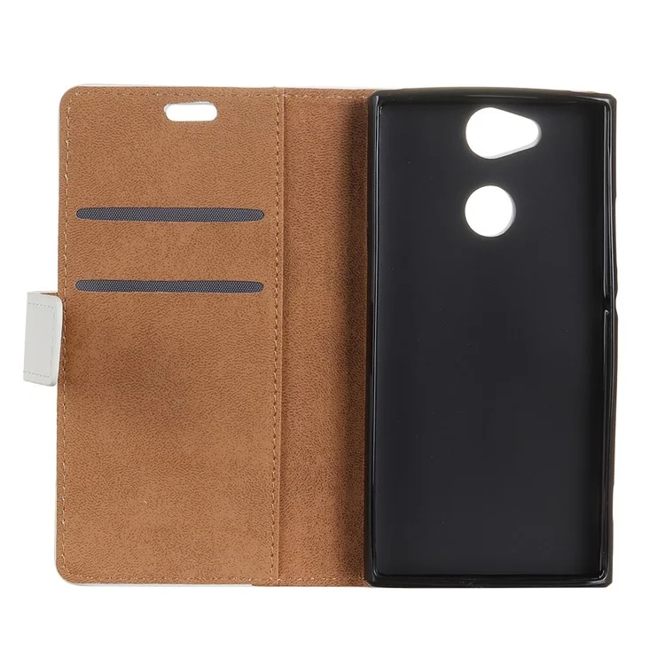 Pattern Printing Wallet Stand Leather Cover for Sony Xperia XA2 - American Flag and Cat Holding Heart