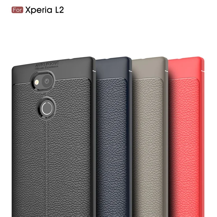 Litchi Grain Soft TPU Back Cover for Sony Xperia L2 - Black