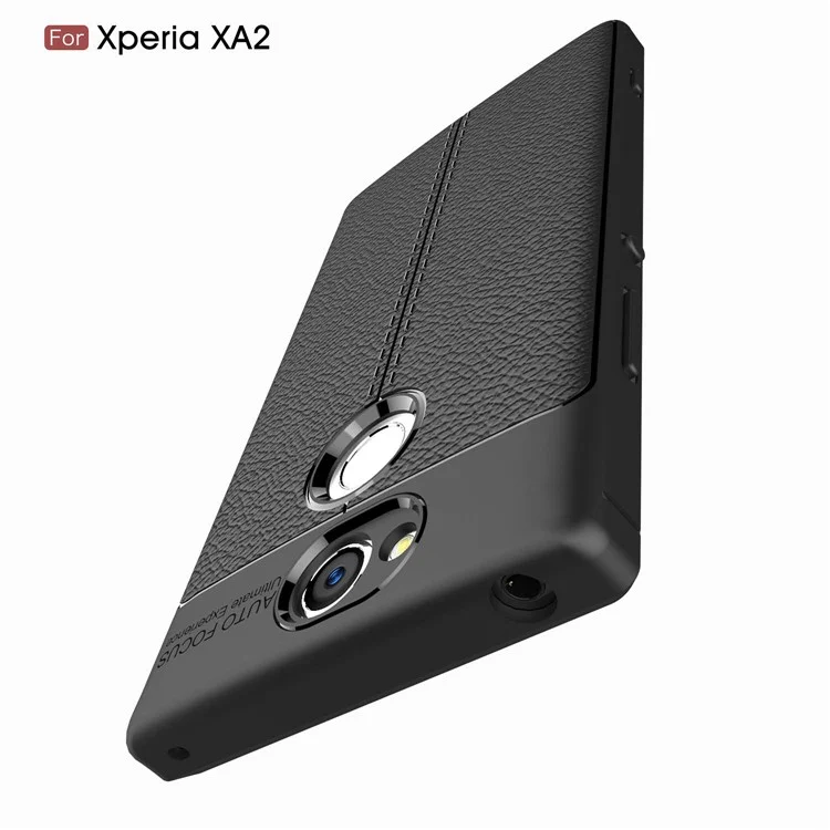 Litchi Grain Soft TPU Back Cover for Sony Xperia XA2 - Black