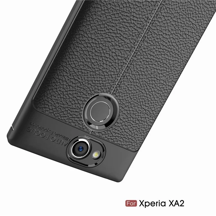 Litchi Grain Soft TPU Back Cover for Sony Xperia XA2 - Black