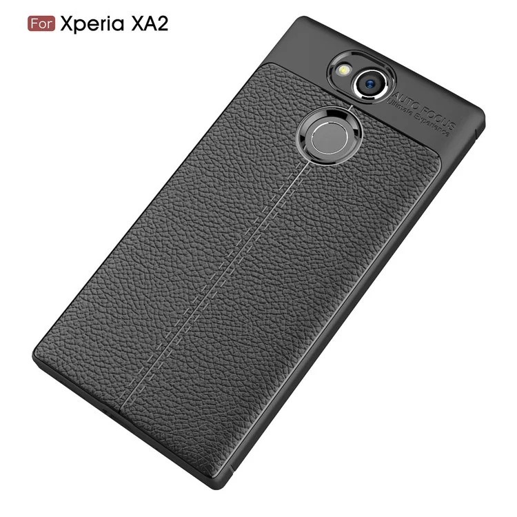 Litchi Grain Soft TPU Back Cover for Sony Xperia XA2 - Black