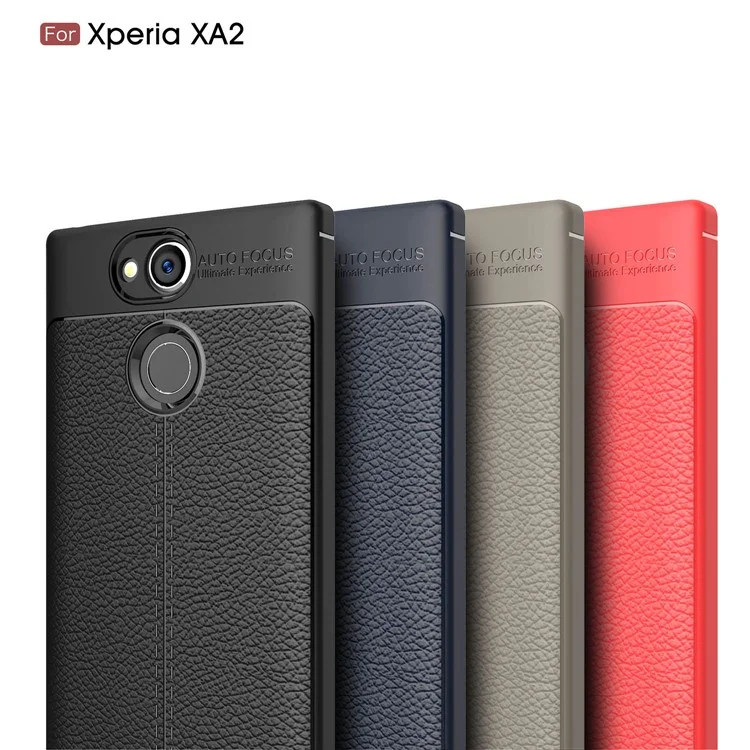 Litchi Grain Soft TPU Back Cover for Sony Xperia XA2 - Black