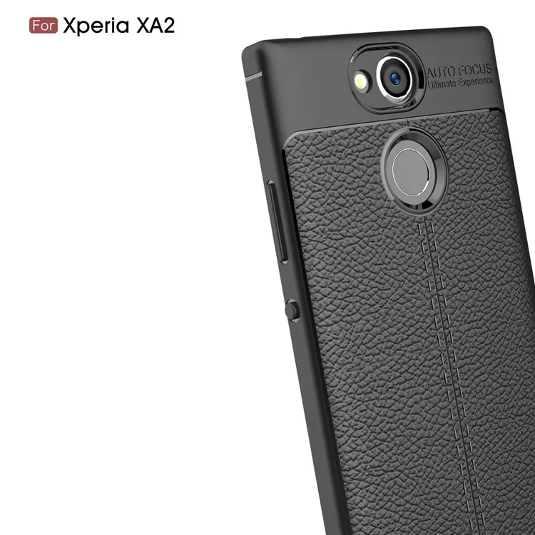 Litchi Grain Soft TPU Back Cover for Sony Xperia XA2 - Black