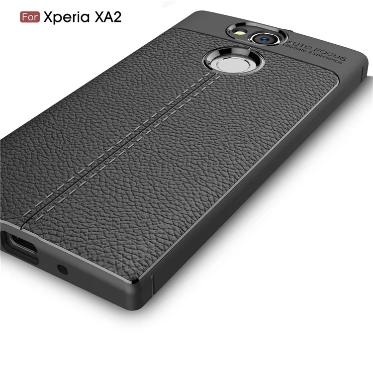 Litchi Grain Soft TPU Back Cover for Sony Xperia XA2 - Black