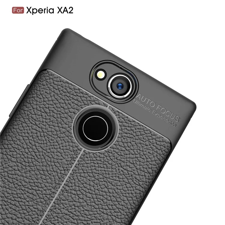Litchi Grain Soft TPU Back Cover for Sony Xperia XA2 - Black