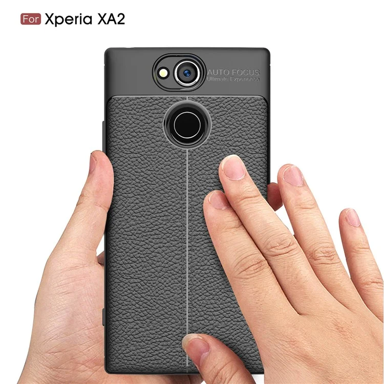 Litchi Grain Soft TPU Back Cover for Sony Xperia XA2 - Black