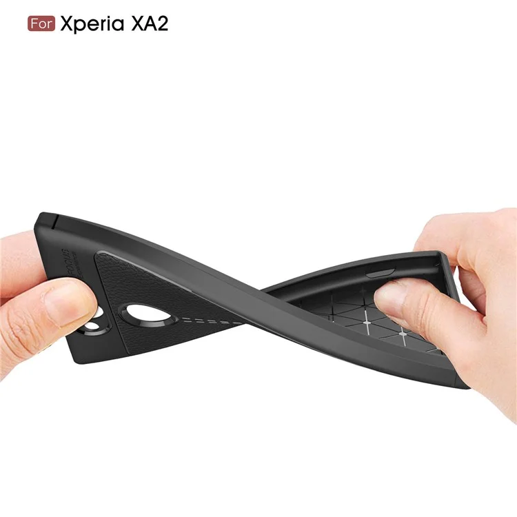 Litchi Grain Soft TPU Back Cover for Sony Xperia XA2 - Black