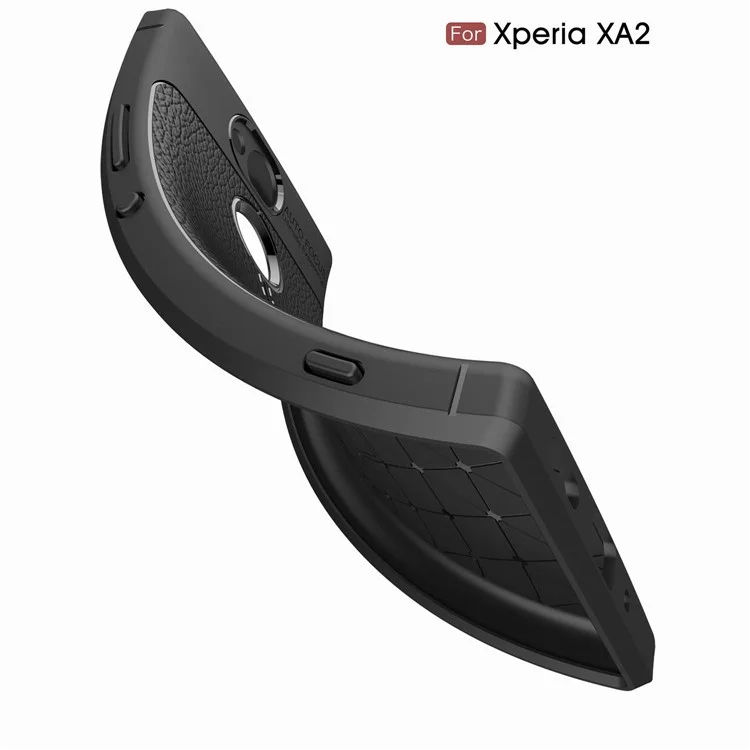 Litchi Grain Soft TPU Back Cover for Sony Xperia XA2 - Black