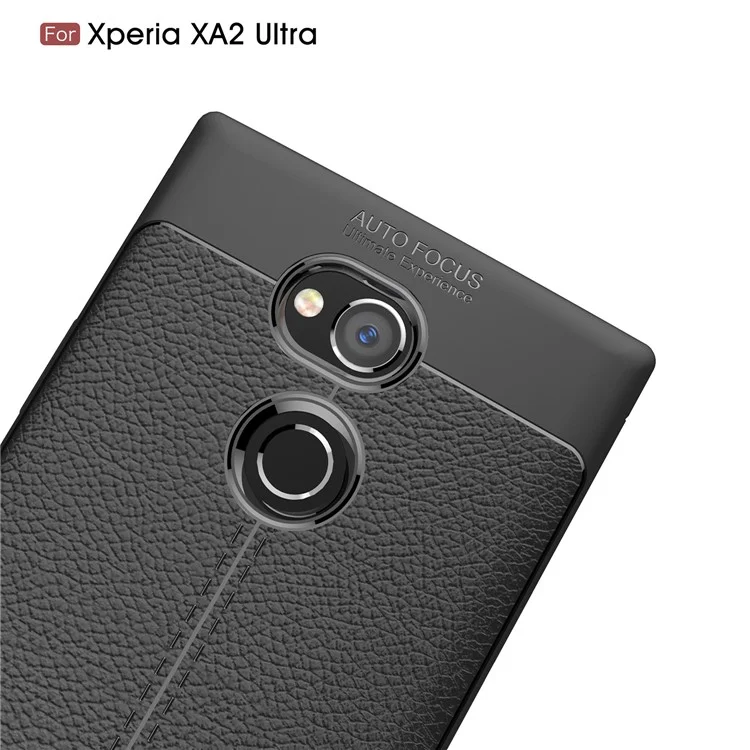 Litchi Grain Soft TPU Back Cover for Sony Xperia XA2 Ultra - Black