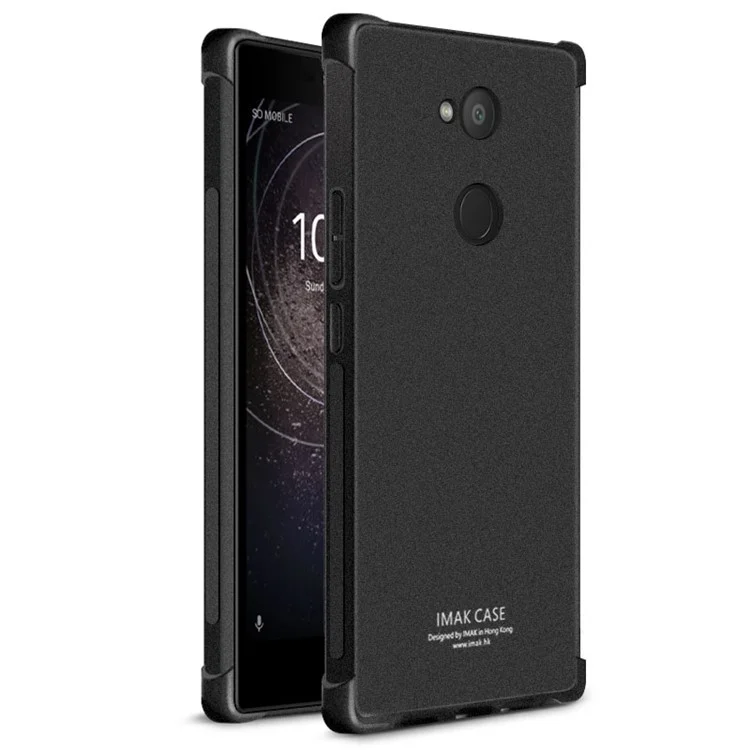 IMAK Sandy Feel Airbag Shockproof TPU Cover + Screen Protector Film for Sony Xperia L2 - Matte Black