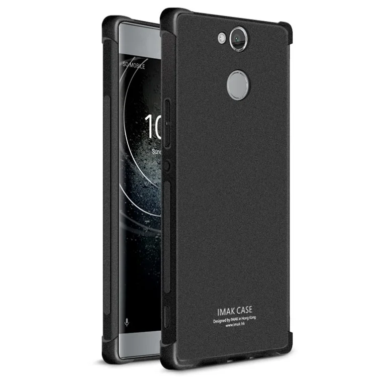 IMAK Sandy Feel Airbag Shockproof TPU Case + Screen Protector Film for Sony Xperia XA2 - Matte Black