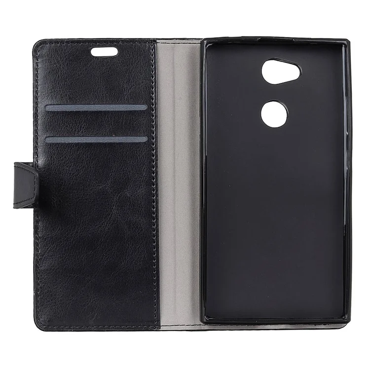 Crazy Horse Texture Wallet Stand Leather Case for Sony Xperia L2 - Black