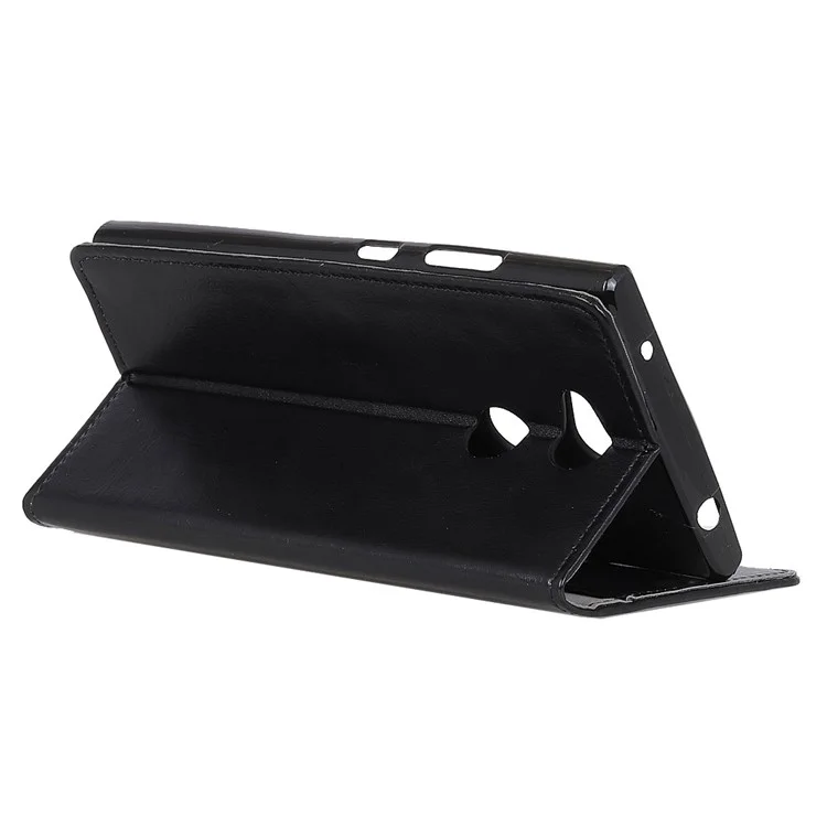 Crazy Horse Texture Wallet Stand Leather Case for Sony Xperia L2 - Black
