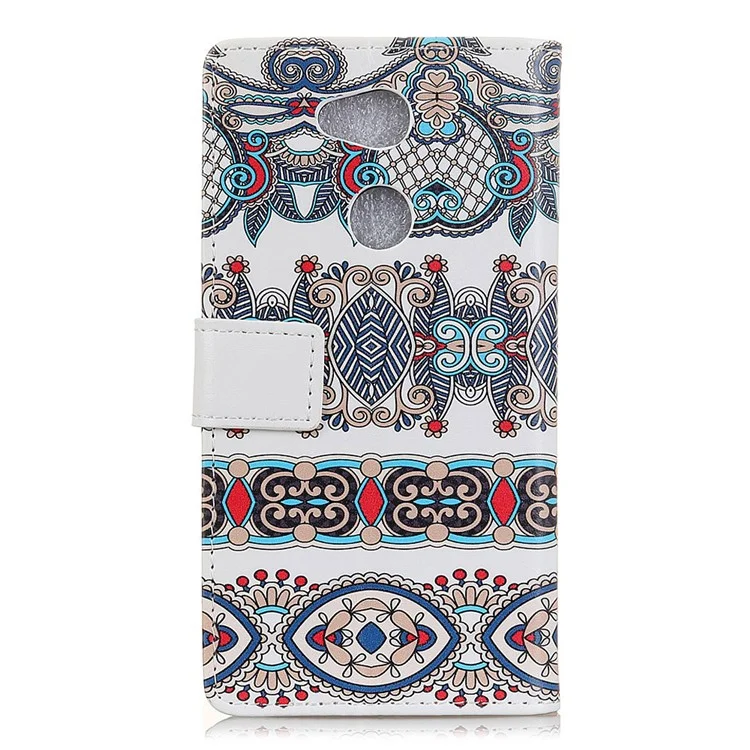 For Sony Xperia L2 Pattern Printing Leather Wallet Phone Casing - Arabic Floral Pattern
