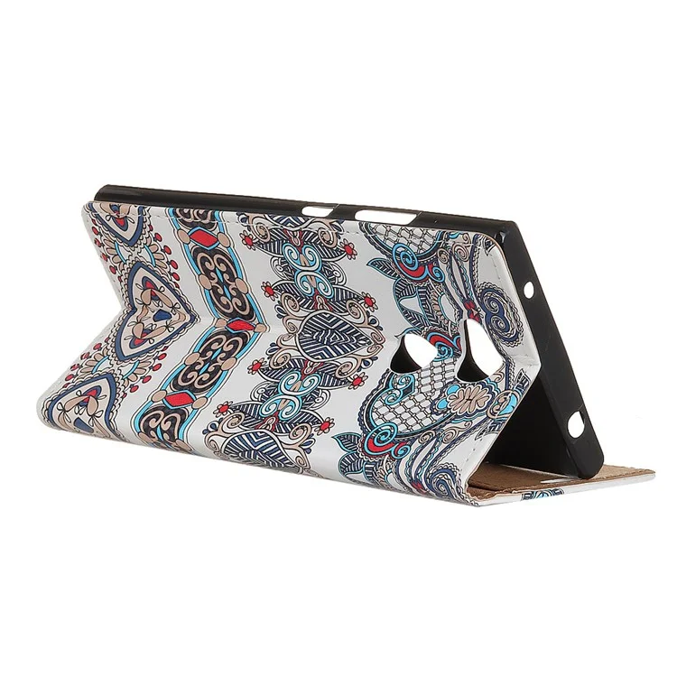 For Sony Xperia L2 Pattern Printing Leather Wallet Phone Casing - Arabic Floral Pattern