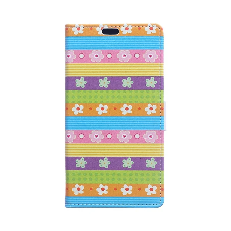 For Sony Xperia L2 Pattern Printing Wallet Flip Cell Phone Case - Colorful Stripes and Flowers