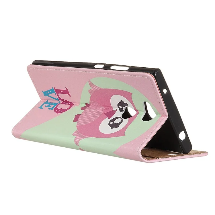 For Sony Xperia L2 Pattern Printing Wallet Leather Phone Accessory Case - Owl and Love Word