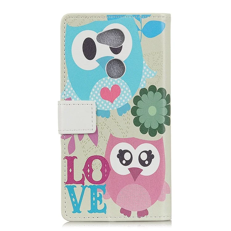 For Sony Xperia L2 Pattern Printing Leather Stand Portective Case - Owl Lovers