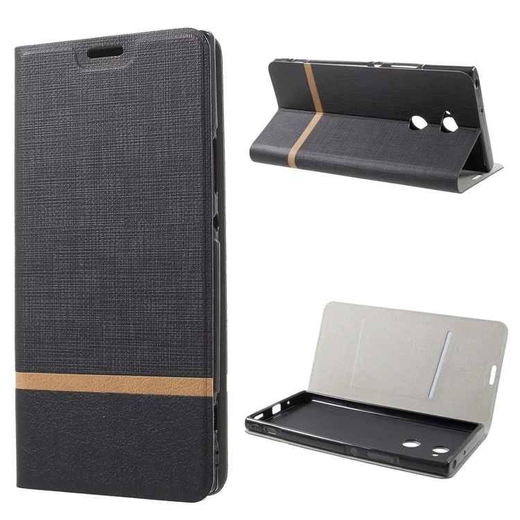 Cross Pattern Leather Card Holder Phone Case (Built-in Steel Sheet) for Sony Xperia XA2 Ultra - Black
