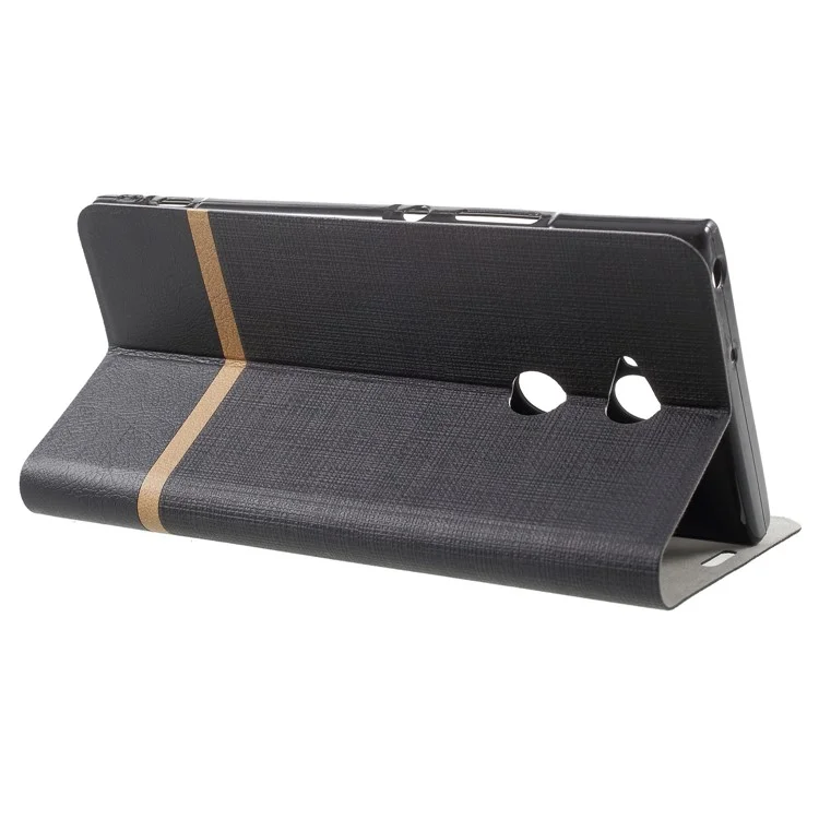 Cross Pattern Leather Card Holder Phone Case (Built-in Steel Sheet) for Sony Xperia XA2 Ultra - Black