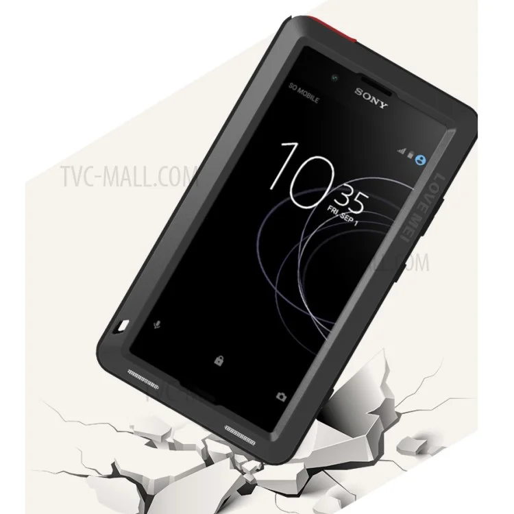 LOVE MEI Shockproof Metal Dust-proof Defender Mobile Shell for Sony Xperia XA1 Plus - Black